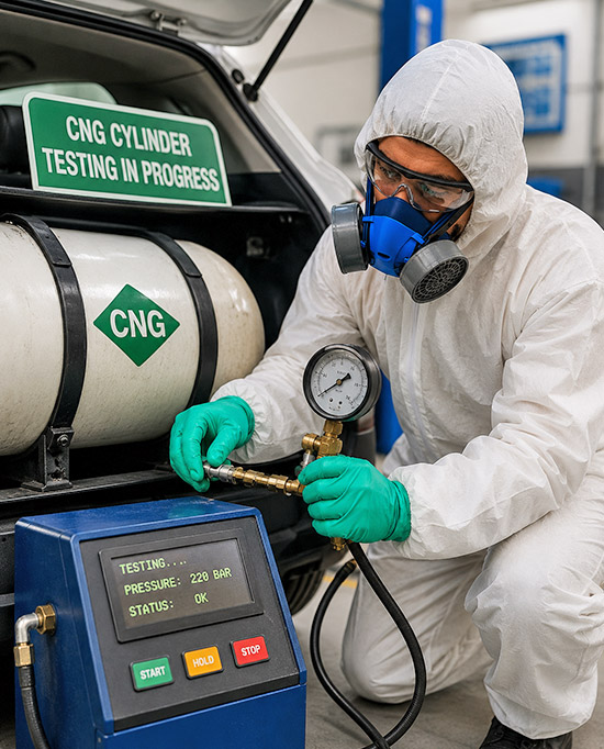 Car CNG Cylinder Testing